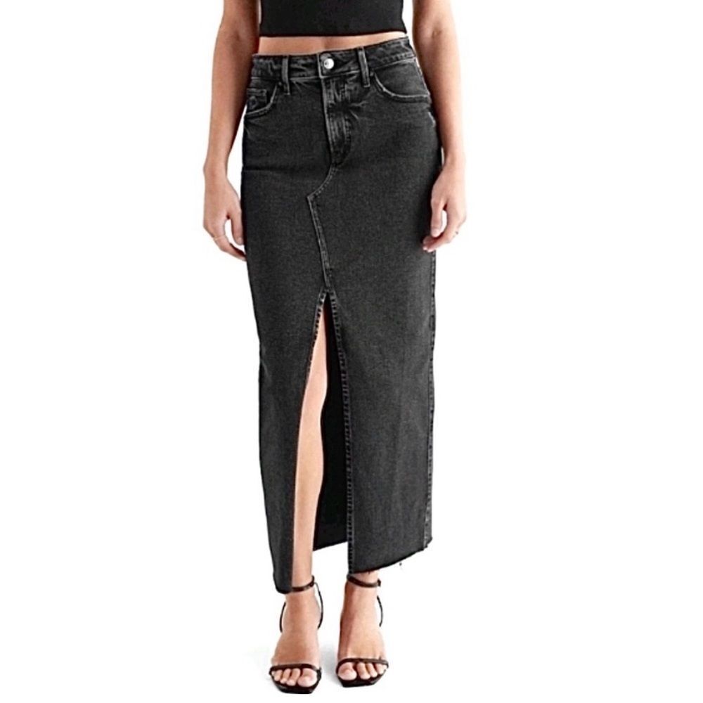 EXPRESS | NEW Black Wash Charcoal High Rise Denim Skirt Women’s Size 10